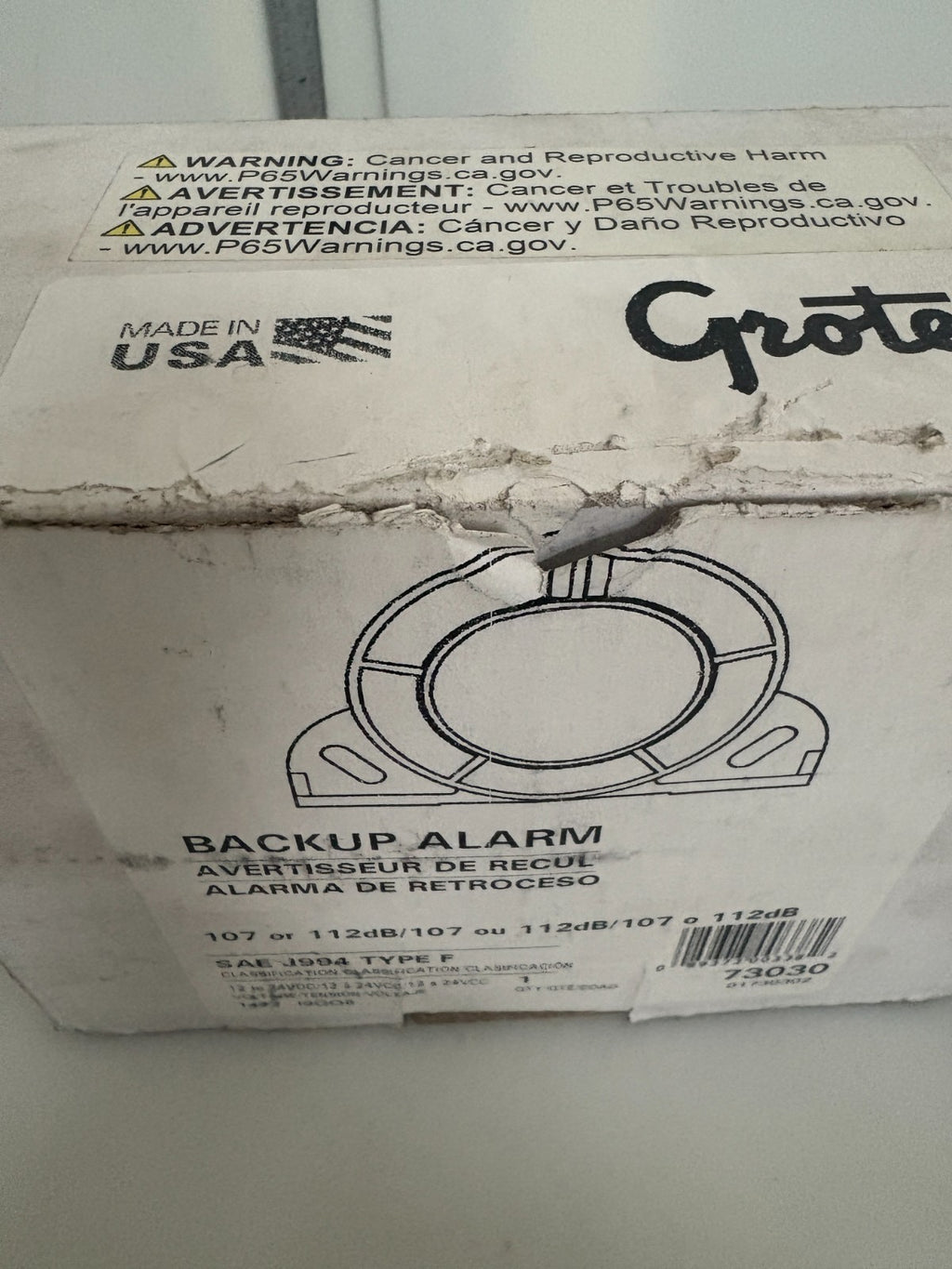 GROTE BACKUP ALARM SAE J994 TYPE F