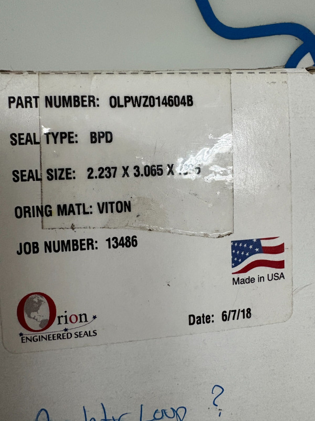 ORION BPD SEAL OLPWZ014604 B