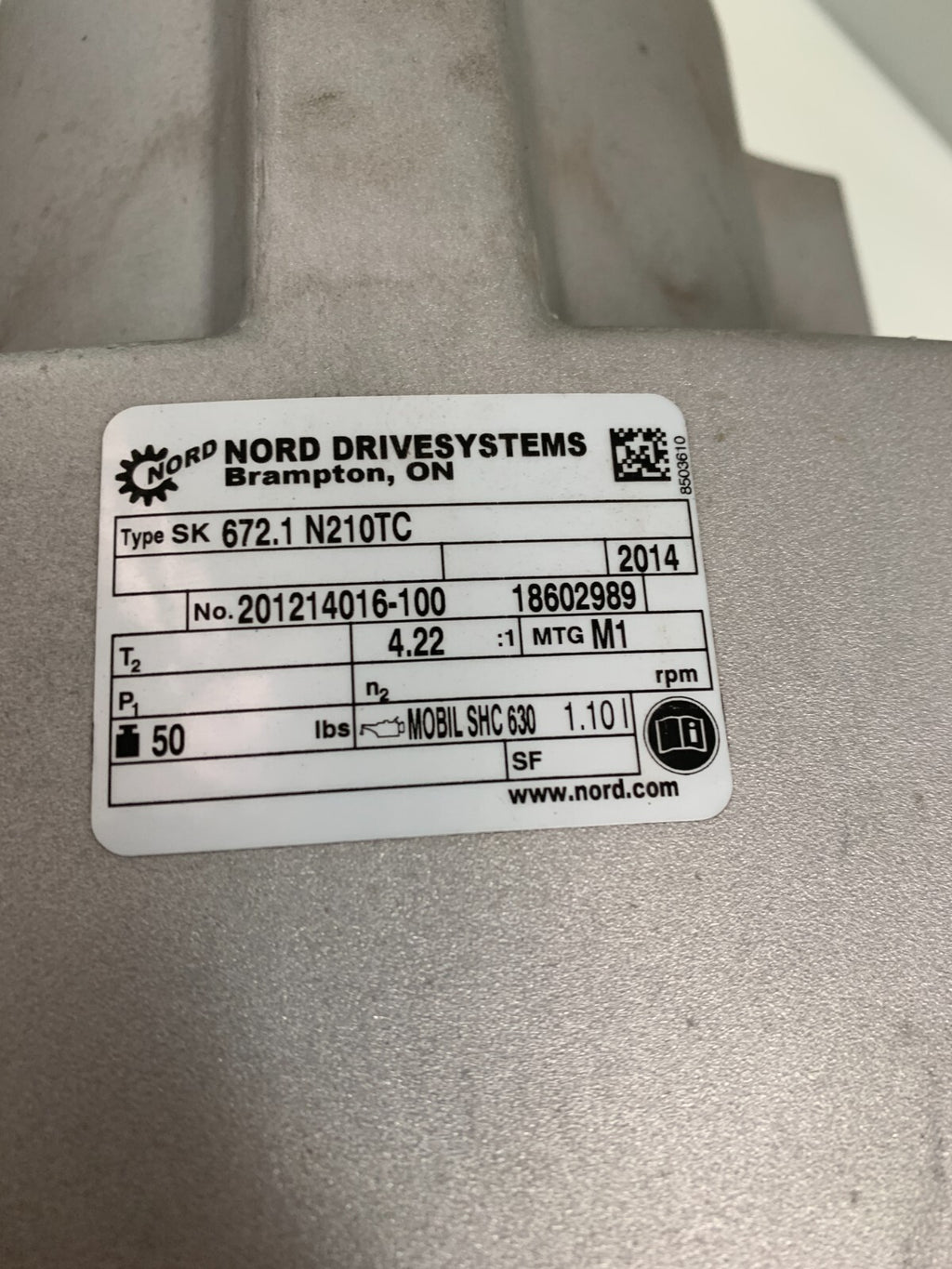 NORD Drive Systems 12.56:1 Ratio Gear Reducer  SK672.1 N210TC