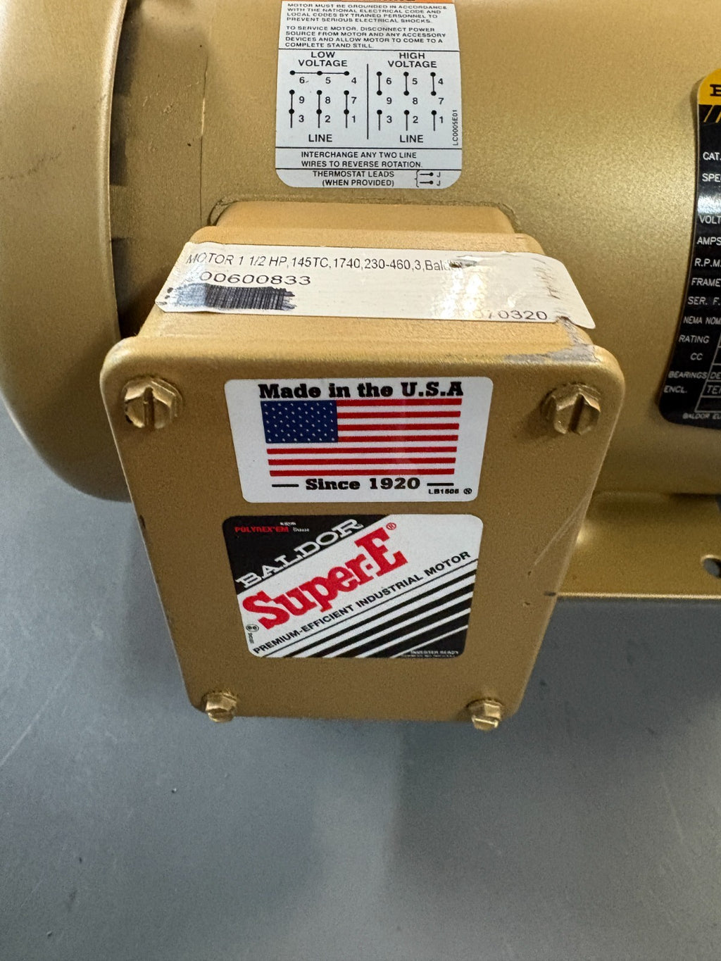 BALDOR RELIANCE SUPER E MOTOR 1.5HP EM3554T