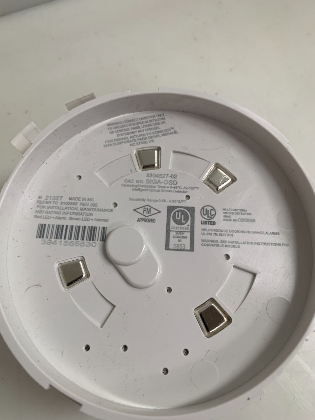 EDWARDS OPTICAL SMOKE DETECTOR SIGA-OSD