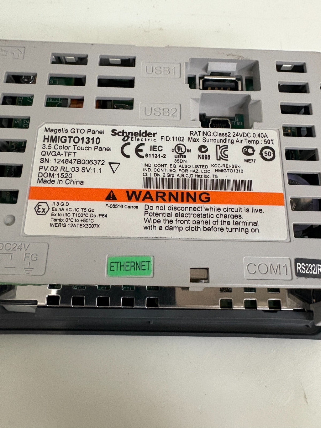SCHNEIDER ELECTRIC MANGELIS TOUCH PANEL INTERACTIVE TERMINAL OPERATOR HMIGT01310