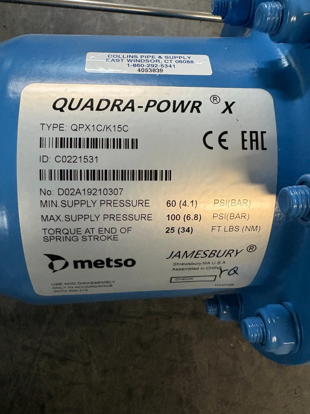 METSO VALVE COMPLETE UNIT C15-RECA01CJJST + T10 W/METSO INTELLIGENT VALVE