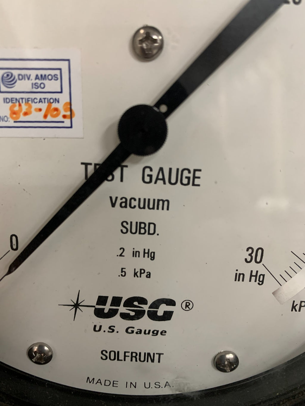 SOLFRUIT VACUUM USG TEST GAUGE 0-30 HG 100 KPA