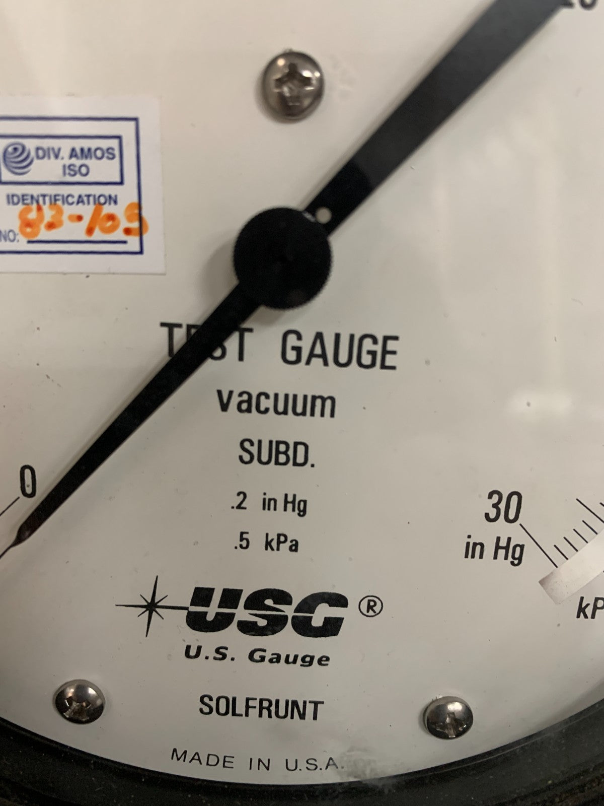 SOLFRUIT VACUUM USG TEST GAUGE 0-30 HG 100 KPA