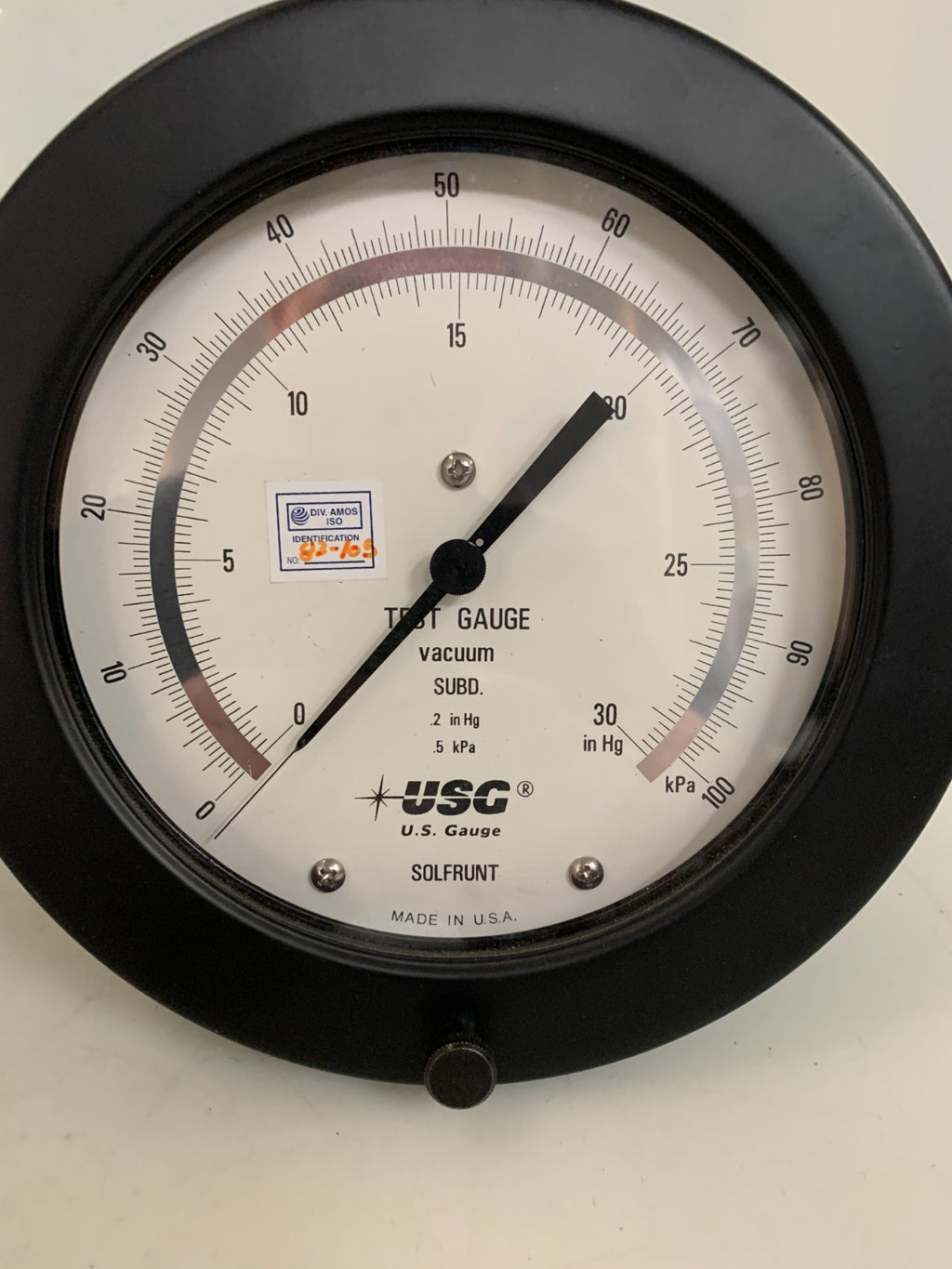 SOLFRUIT VACUUM USG TEST GAUGE 0-30 HG 100 KPA