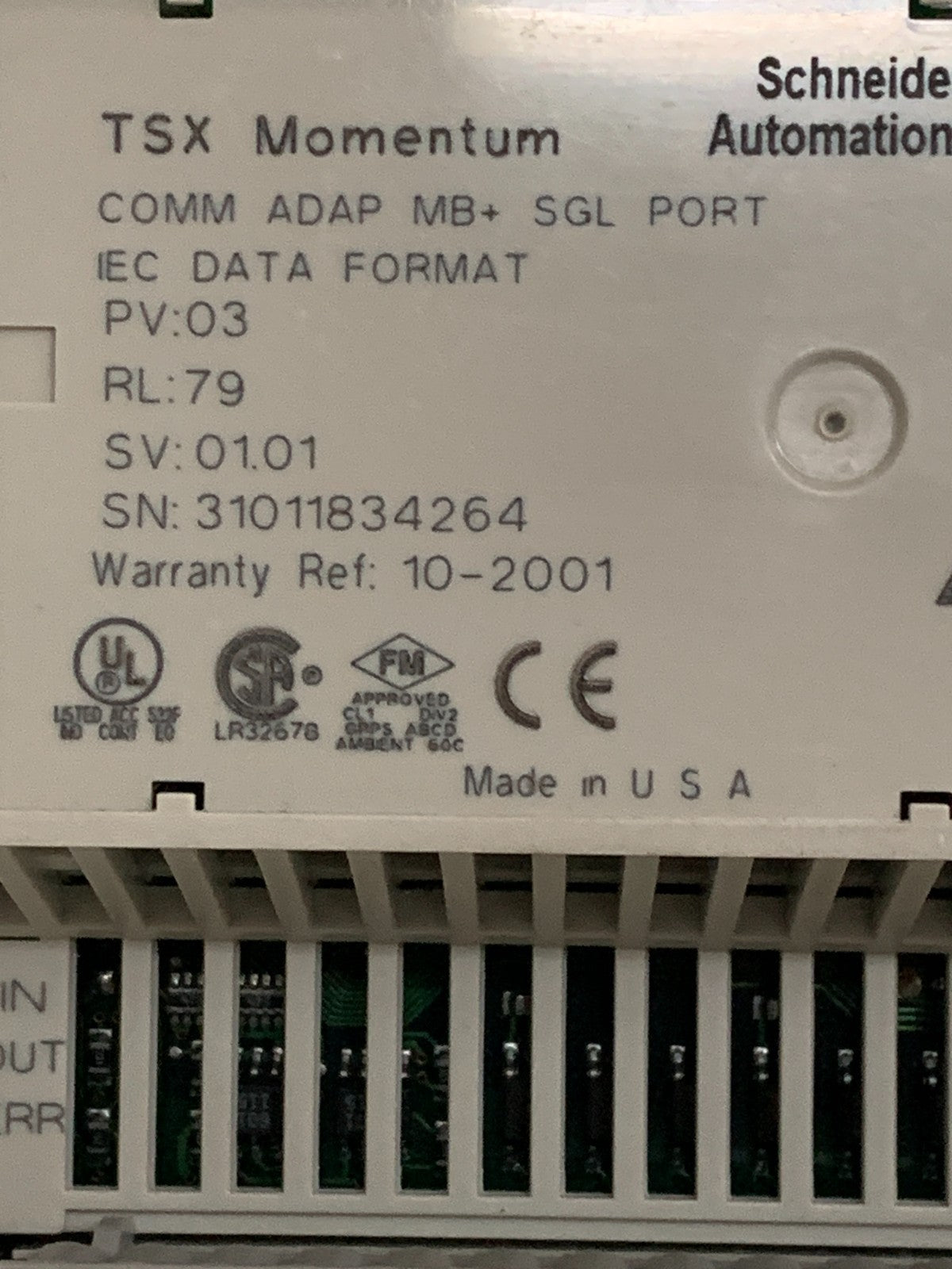 SCHNEIDER AUTOMATION I/O BASE HIGH SPEED COUNTER TSX MOMENTUM