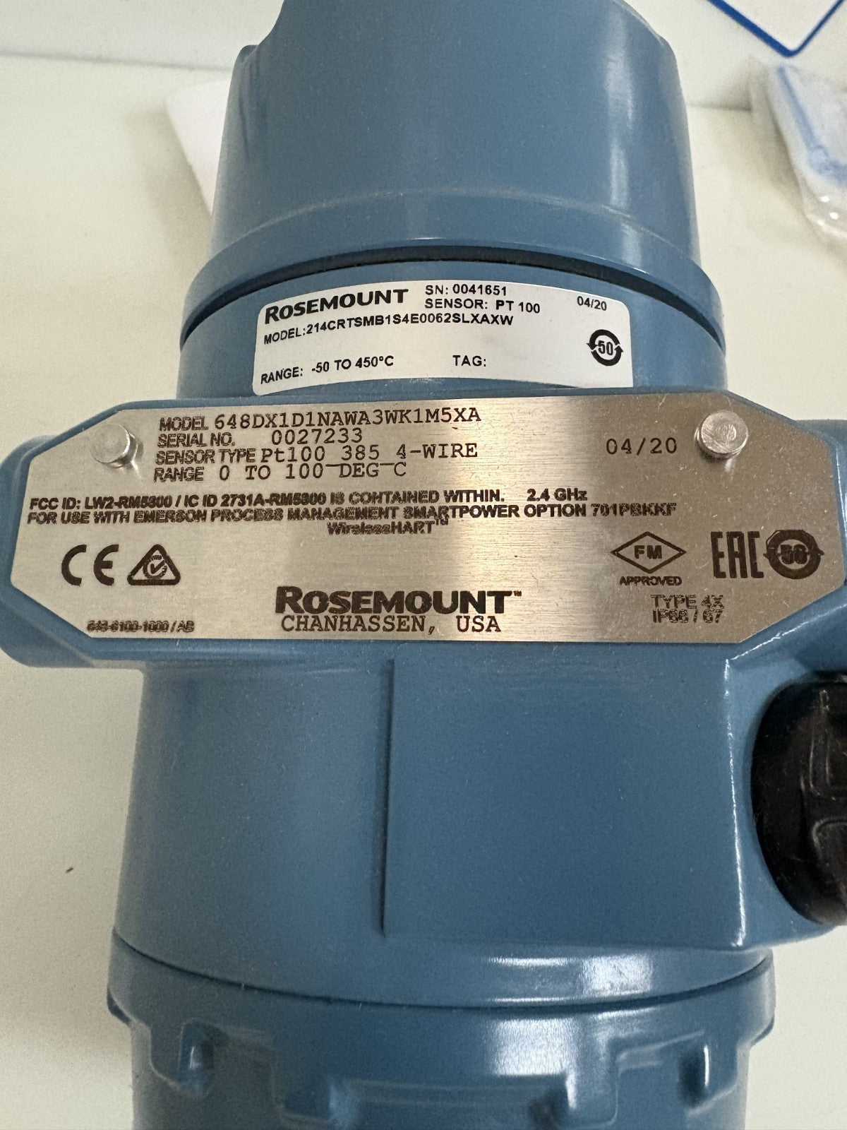 EMERSON ROSEMOUNT WIRELESS TEMPERATURE TRANSMITTER 648DX1D1NAWA3WK1M5XA