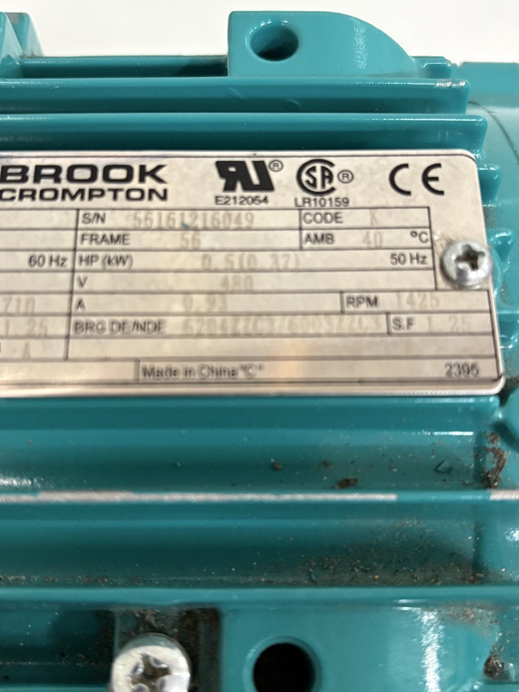 BROOK CROMPTON 15 HP MOTOR 1710 RPM4