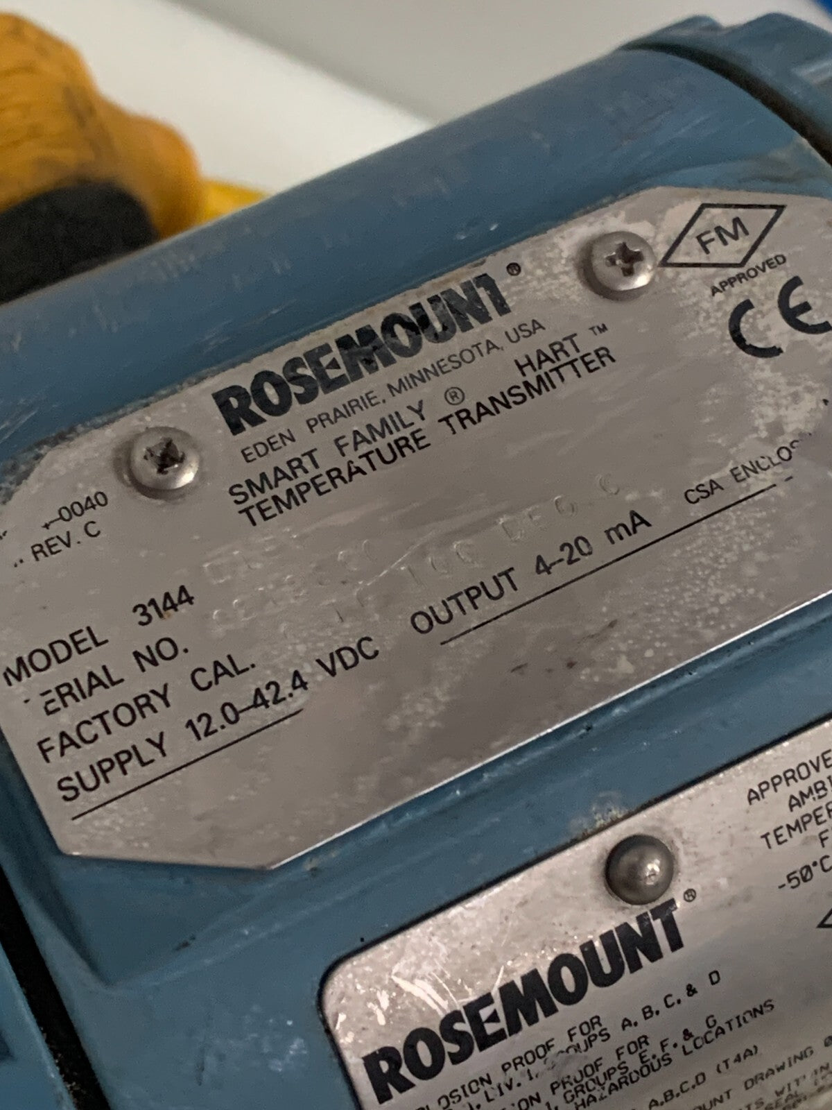 ROSEMOUNT SMART FAMILY TEMPERATURE TRANSMITTER 3144 D1E5 W/ TEMPERATURE PROBE1