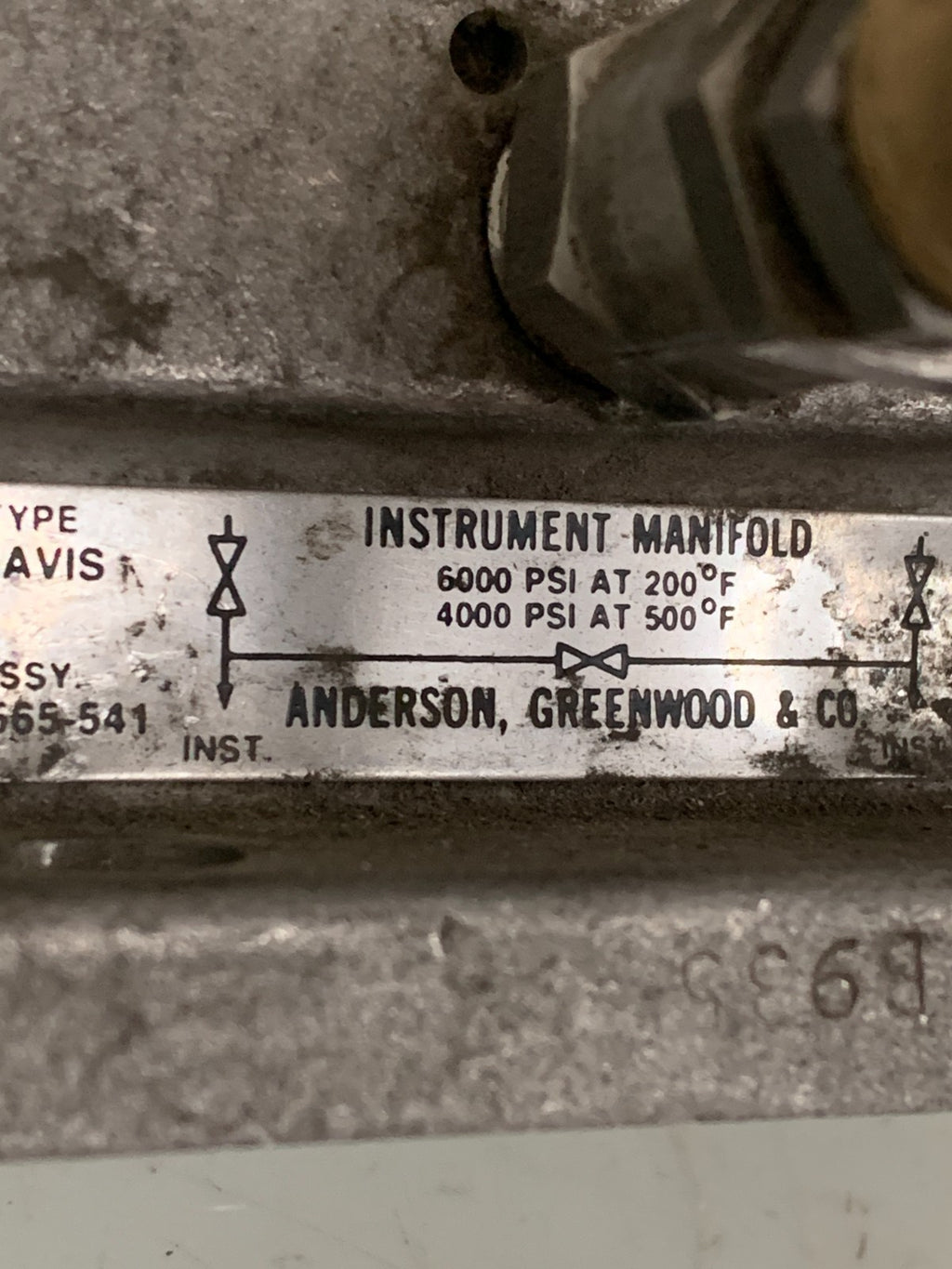 ANDERSON GREENWOOD INSTRUMENT MANIFOLD #M4AVIS 02-2565-541