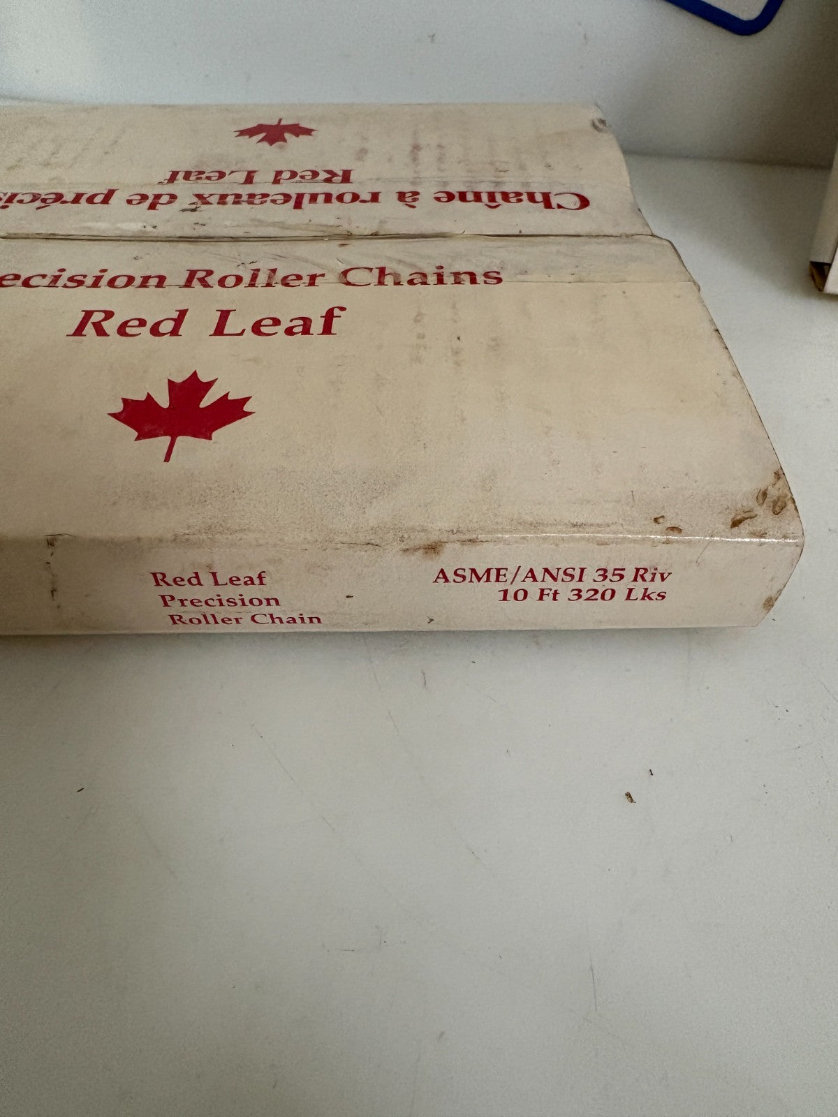 LOT OF 2 RED LEAF ROLLER CHAIN ASME/ANSI 35 RIV 10' 320 LKS