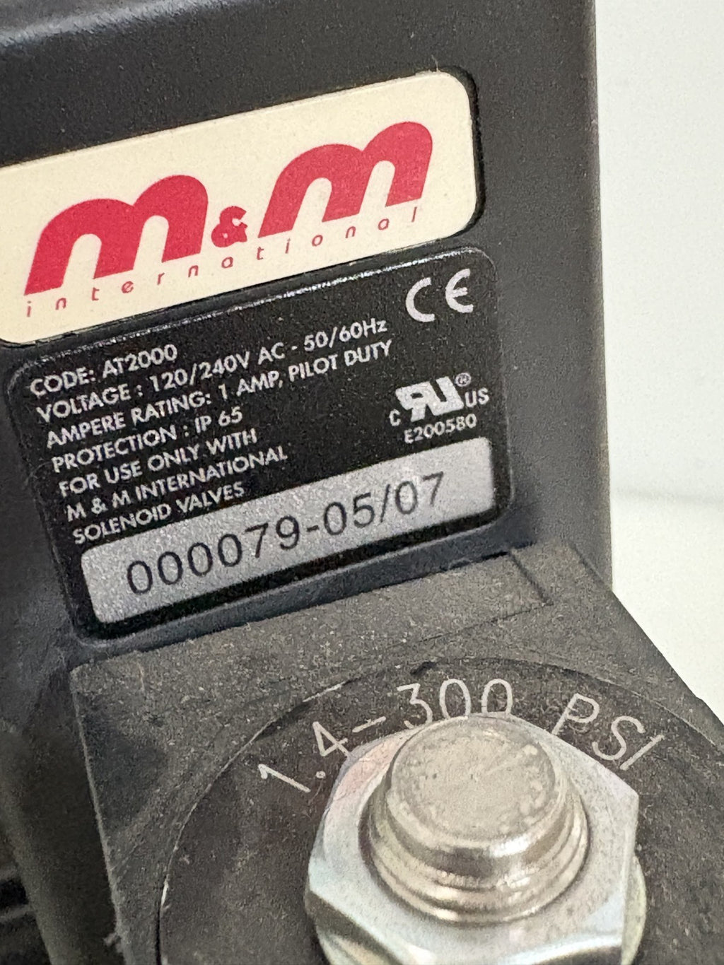 M&M INTERNATIONAL SOLENOID VALVE D266DVUN1 W/TIMER AT2000
