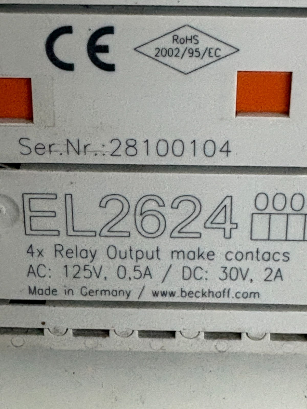 BECKHOFF 4XRELAY OUTPUT MAKE CONTACT EL26242