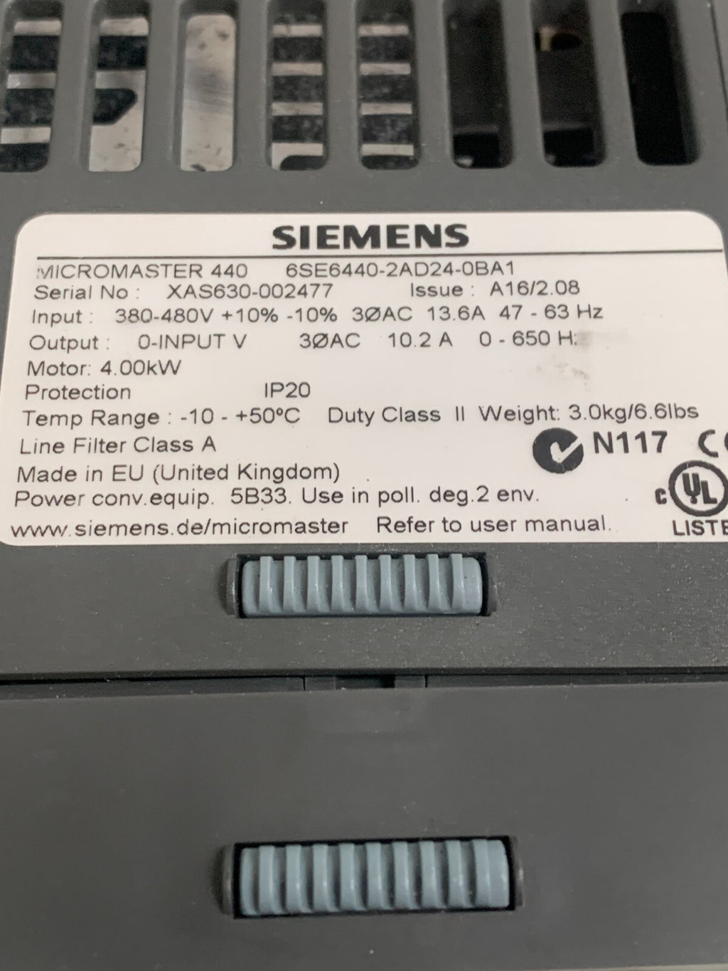 SIEMENS MICROMASTER PROFIBUS MODULE 6SE6400-1PB00-0AA0 W/MICROMASTER 440