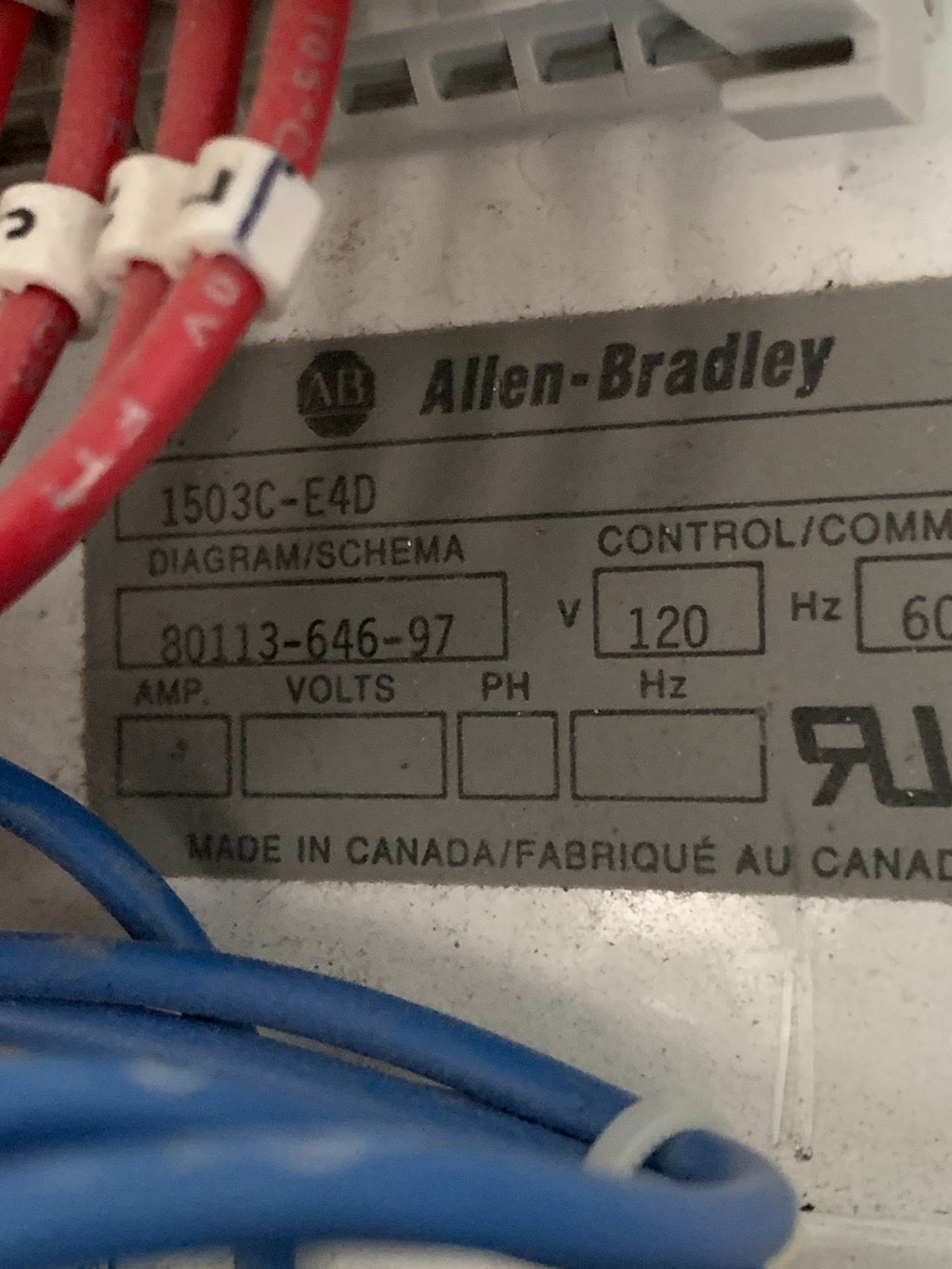 ALLEN BRADLEY MOTOR STARTER CONTROL BOARD 1503 C-E4D