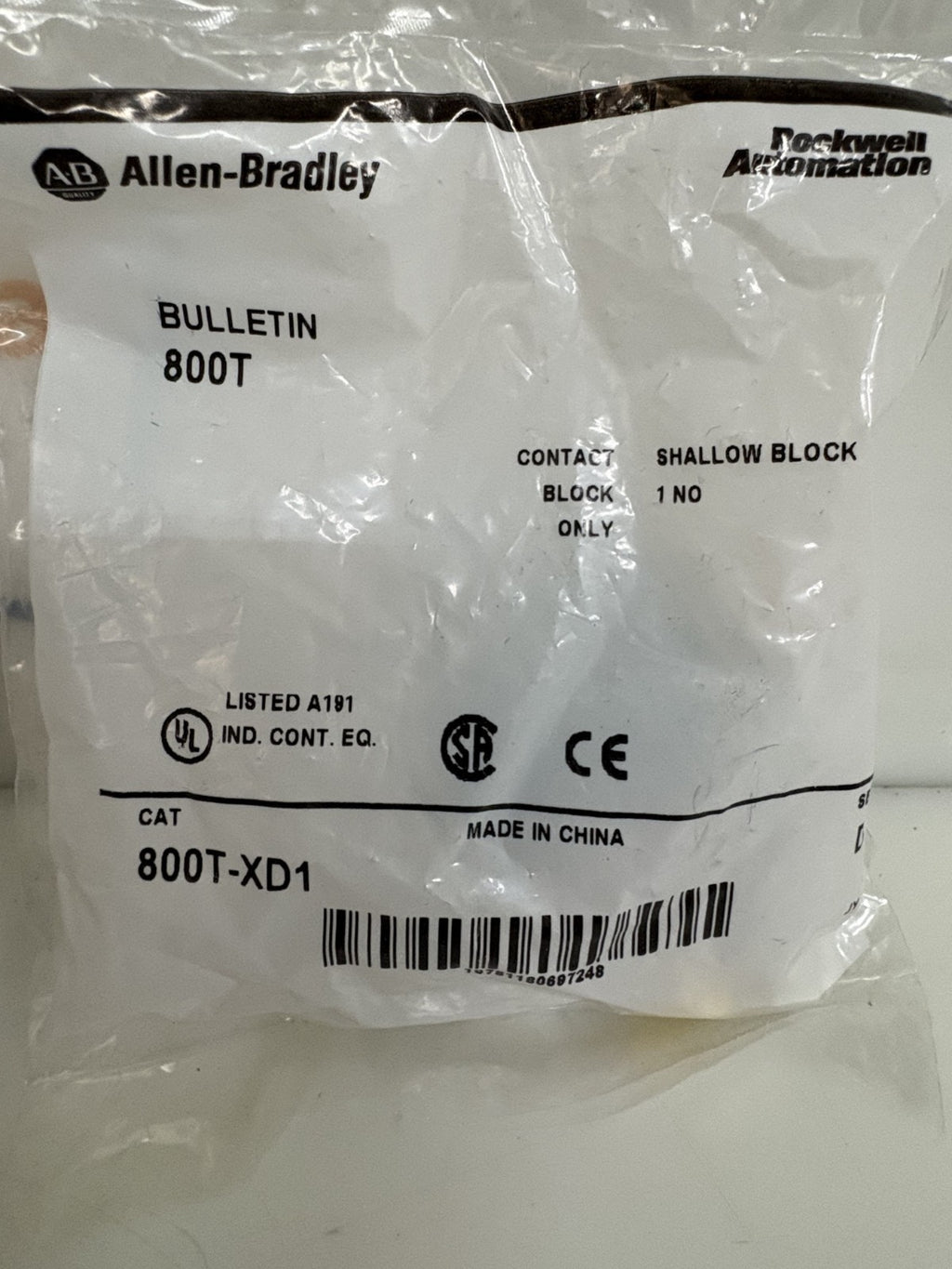 ALLEN BRADLEY CONTACT BLOCK 800T-XD1 SER D