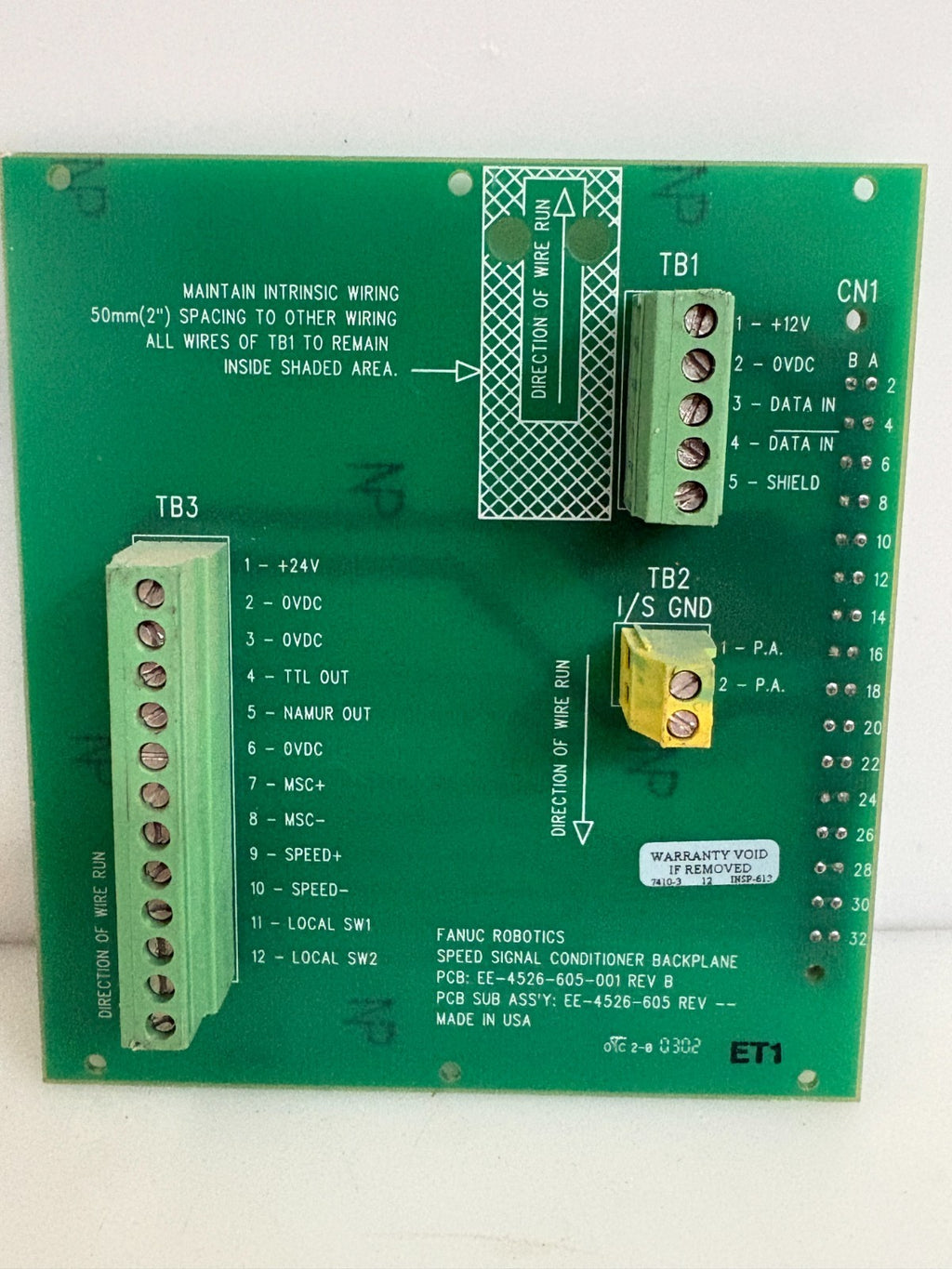 FANUC ROBOTICS SPEED SIGNAL CONDITIONER BACKPLANE EE-4526-605-001 REV B1