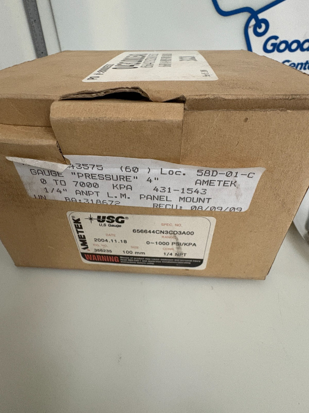 AMETEK USG PNEUMATIC PRESSURE GAUGE 0-1000 PSI