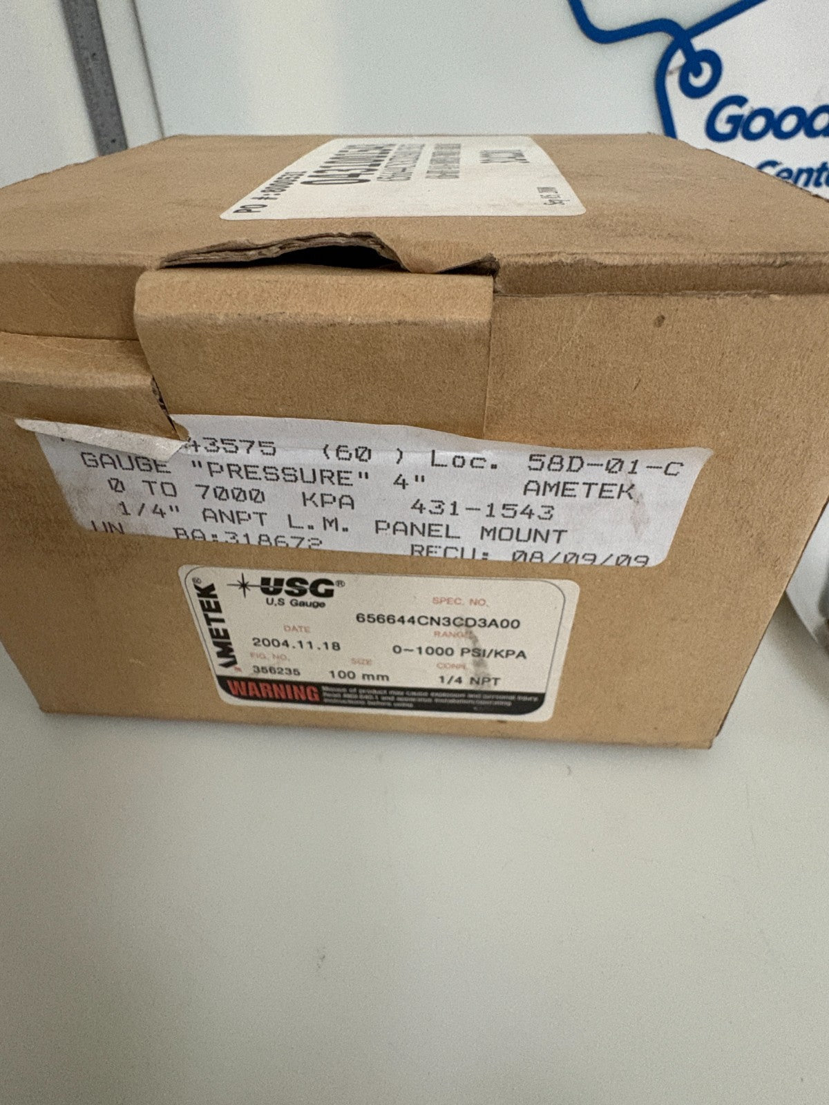AMETEK USG PNEUMATIC PRESSURE GAUGE 0-1000 PSI