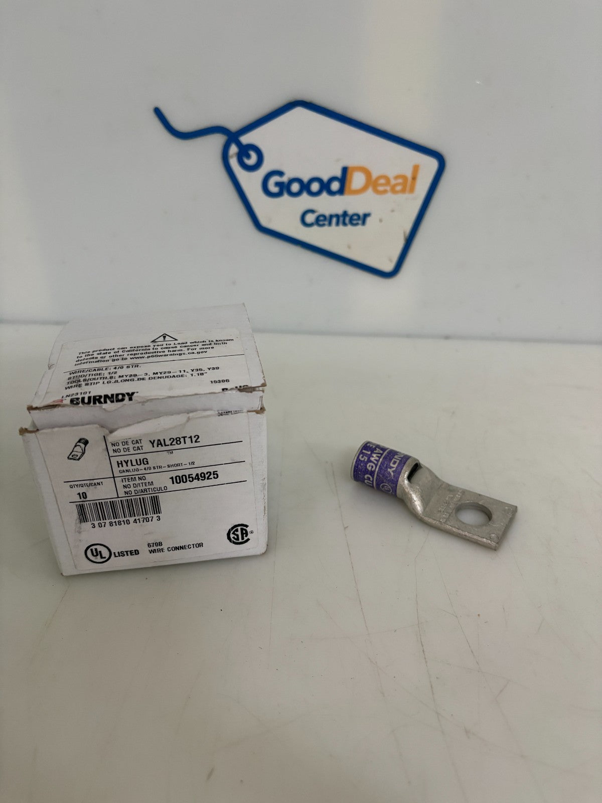 BURNDY HYLUG CANLUG 4/0 8TR-SHORT-1/2 YAL28T12 10 PER BOX0