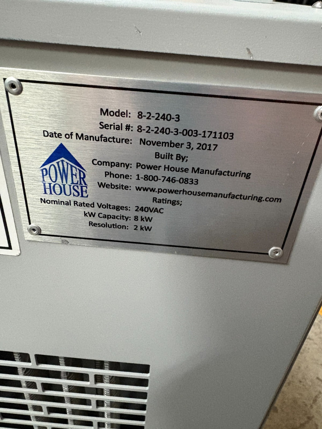 POWER HOUSE LOAD BANK MODEL 8-2-240-3 ON WHEELS4