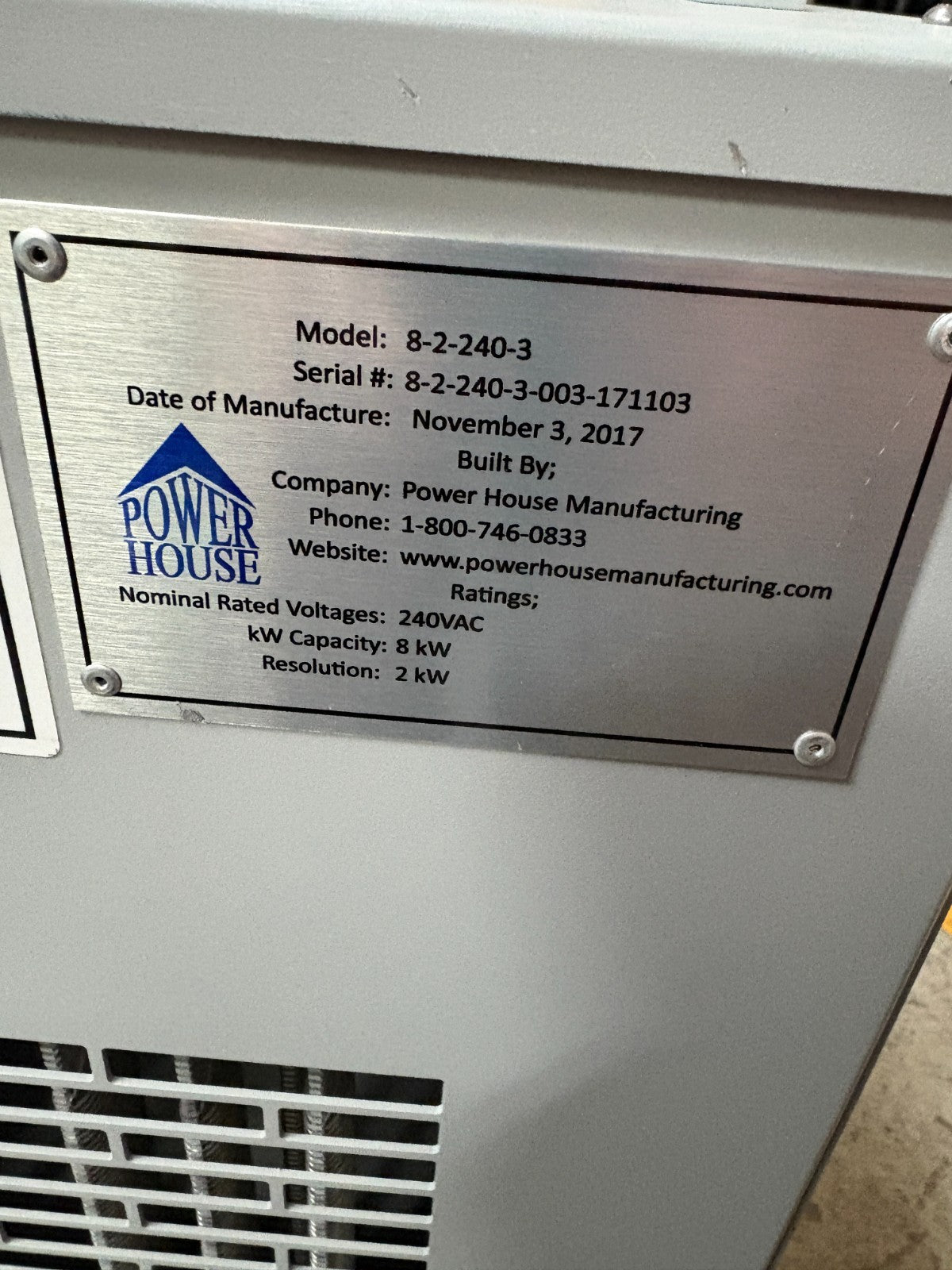 POWER HOUSE LOAD BANK MODEL 8-2-240-3 ON WHEELS4