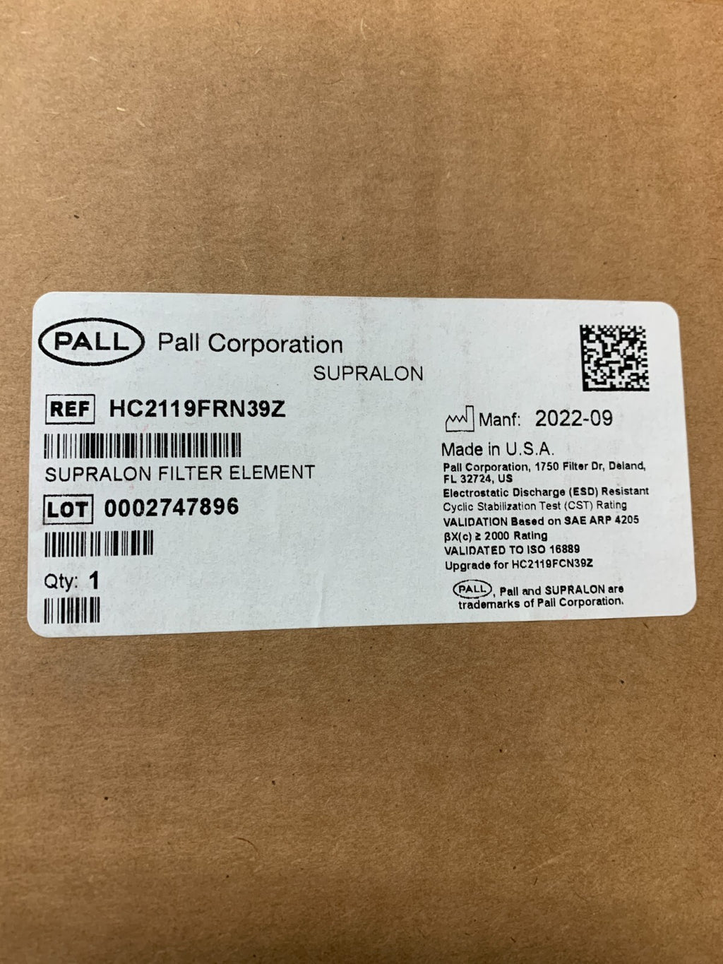 Pall HC2119FRN39Z Supralon Filter Element