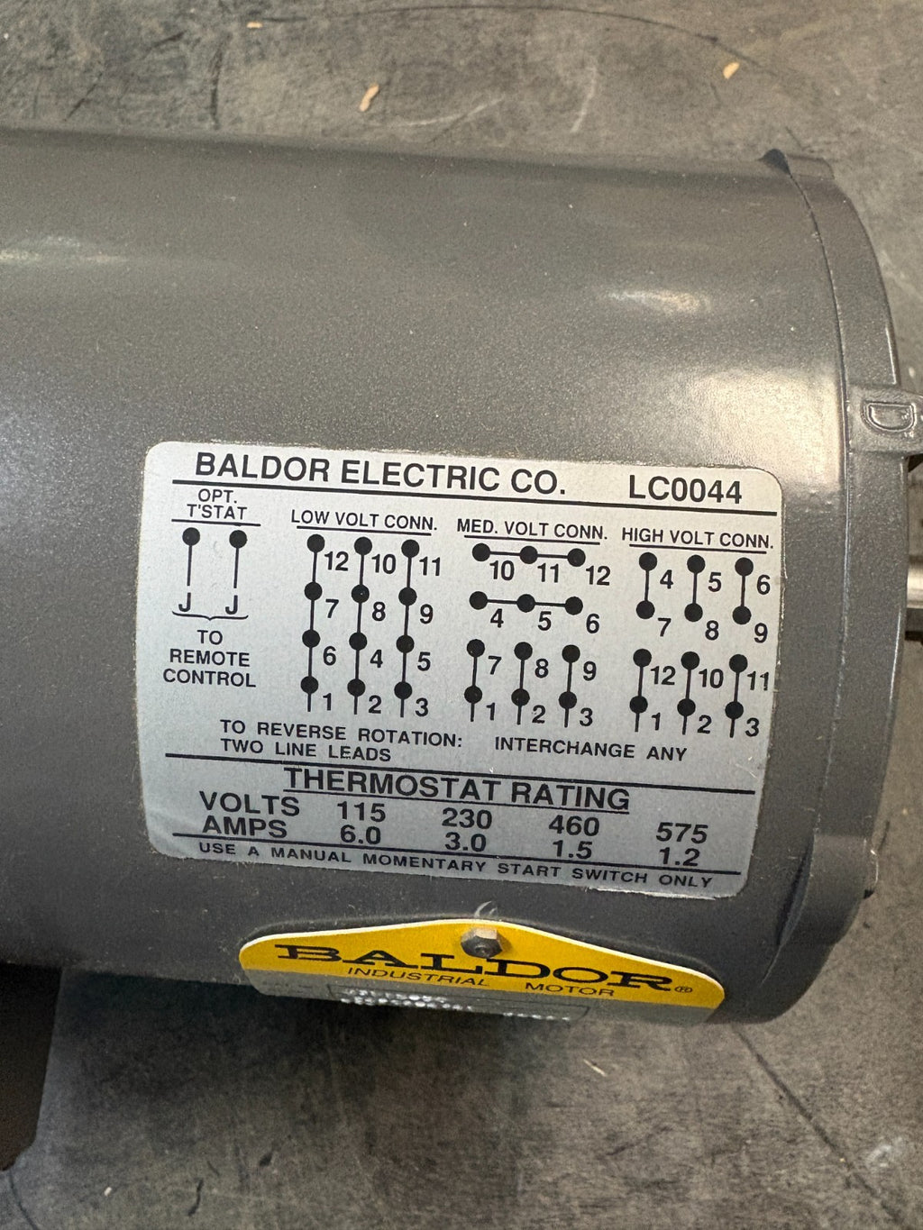 BALDOR 3/4HP INDUSTRIAL MOTOR #M3112-50 SPEC 34F06-4341