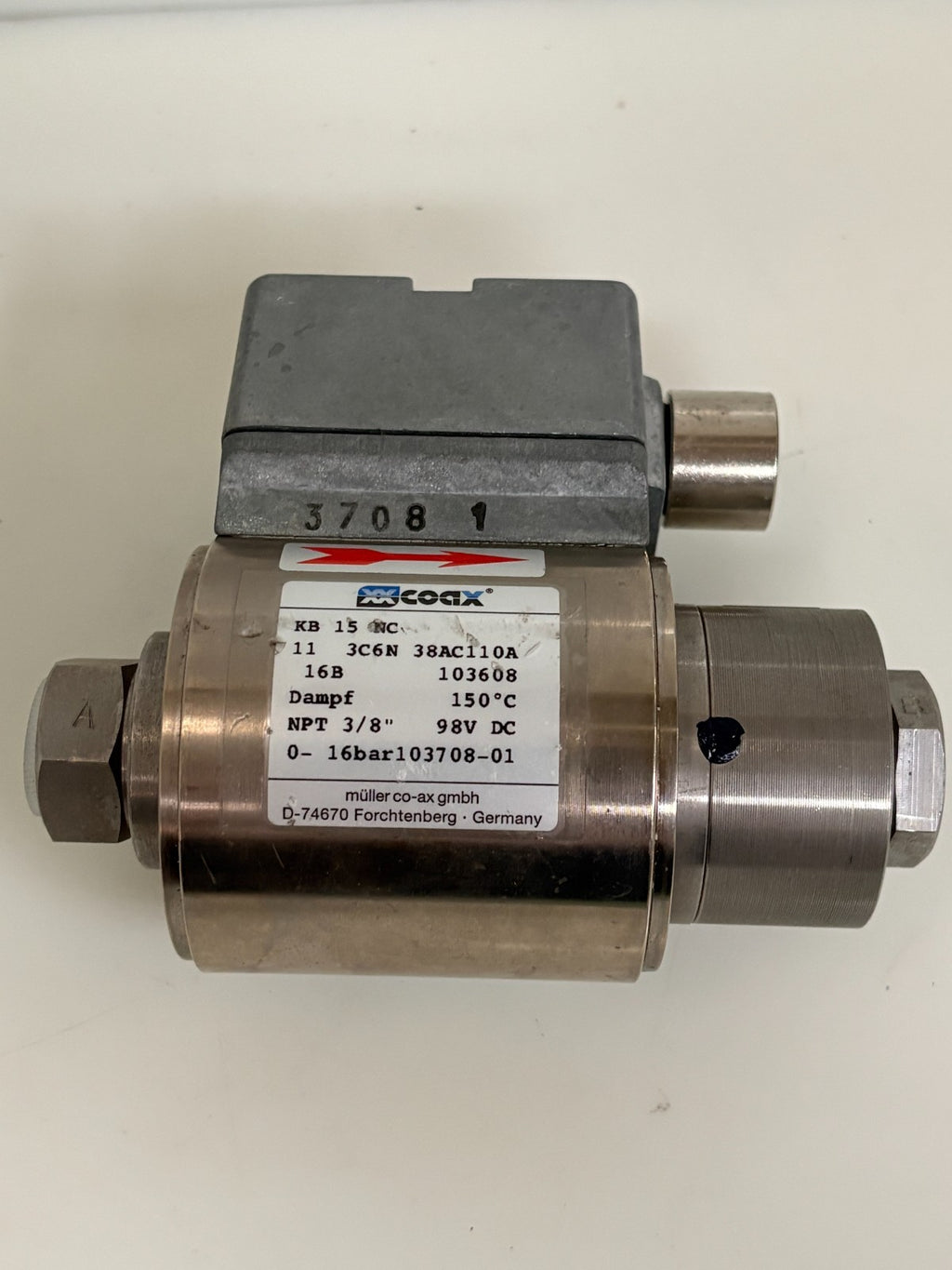 COAX HIGH PRESSURE COAXIAL VALVE KB15NC 0-16 BAR
