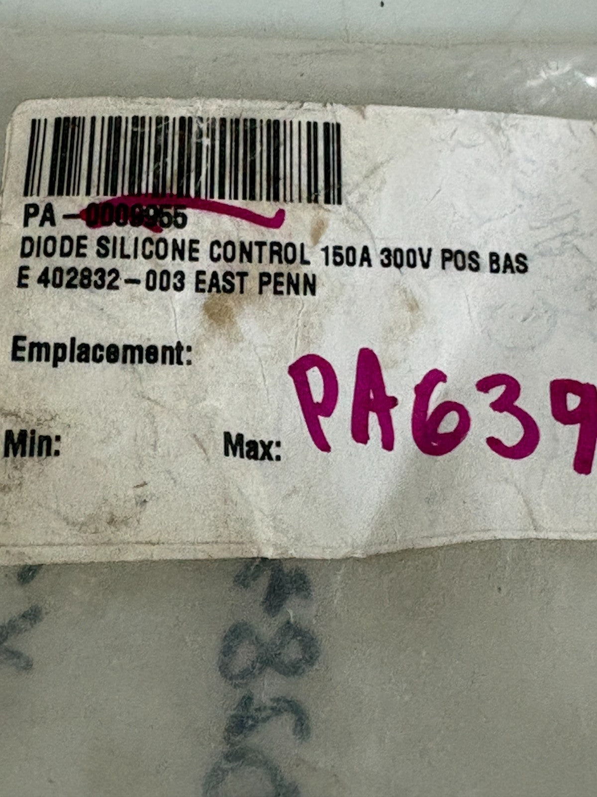 ESAB-LIFT TRUCK DIODE SILICONE CONTROL 150 A 300 V POS BAS #402832-003