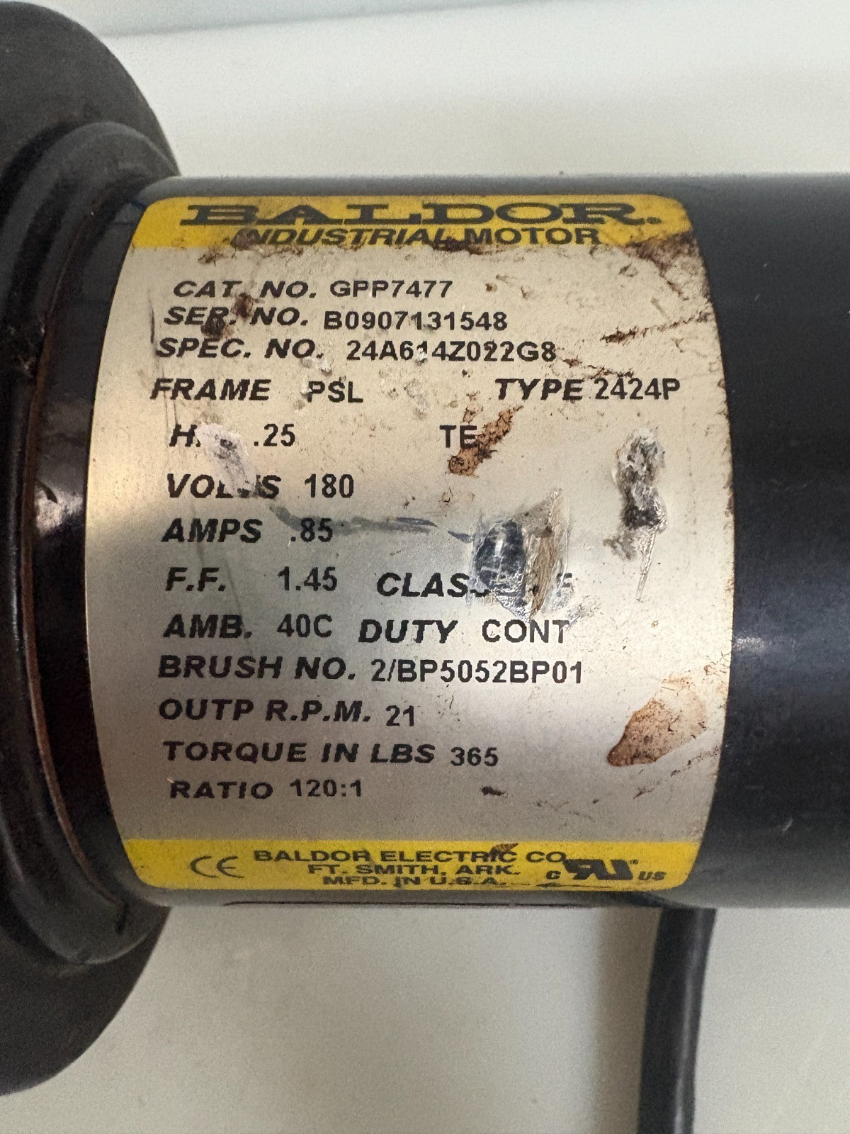 BALDOR 1/8 HP GEAR MOTOR GPP74771