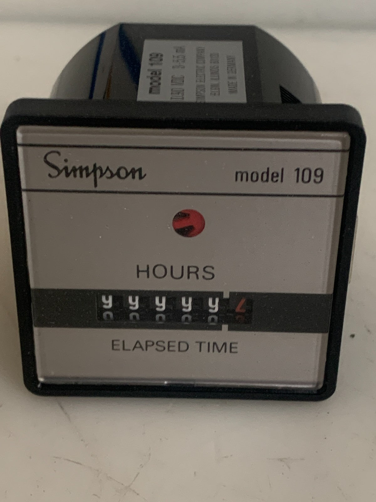 SIMPSON ELAPSED TIME METER #03618 109 ET