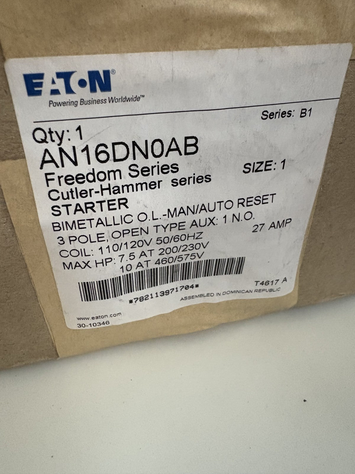 EATON FREEDOM SERIES STARTER AN16DNOAB