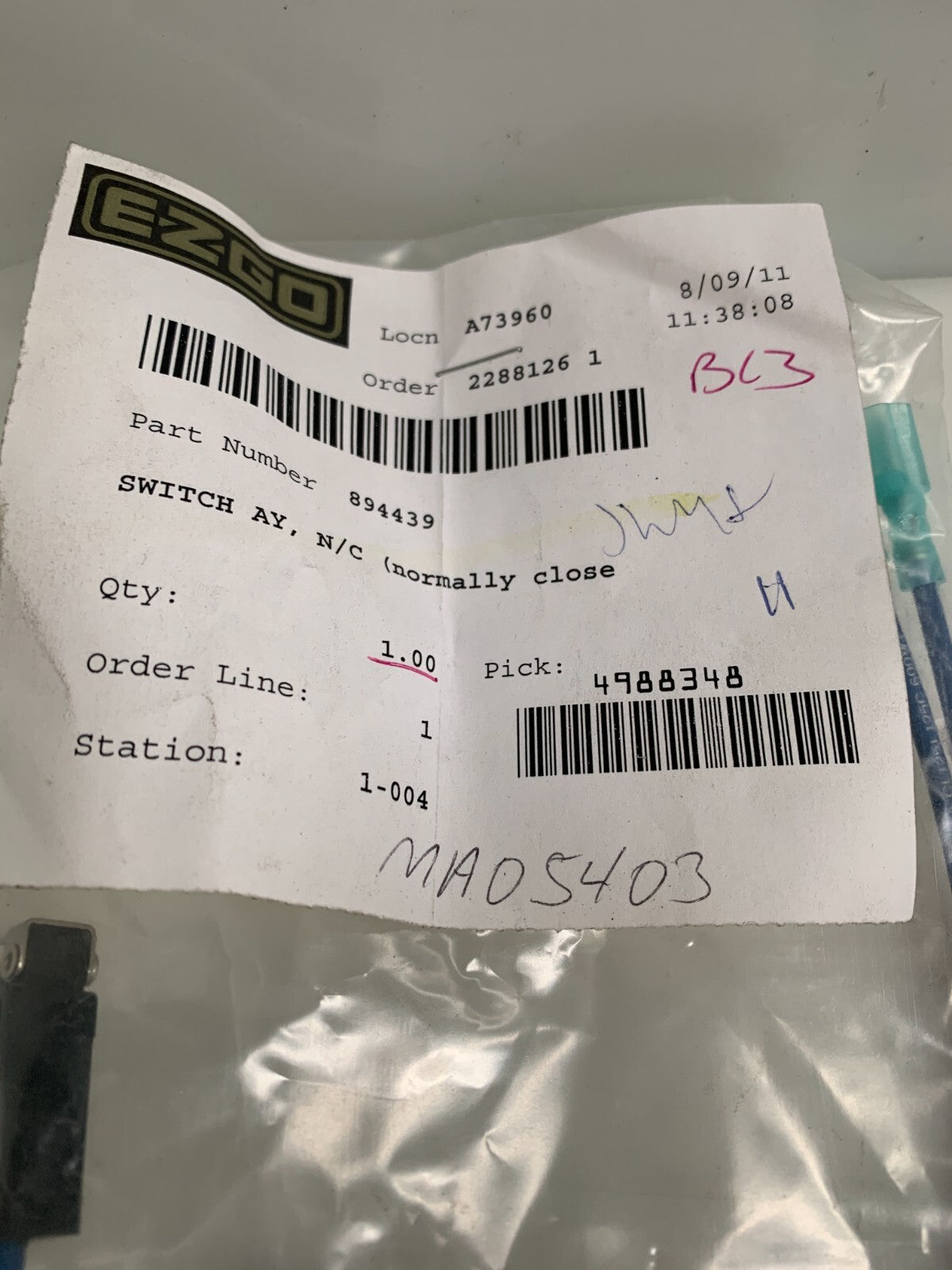 EZ-GO SWITCH DY #894439 2 AVAIL