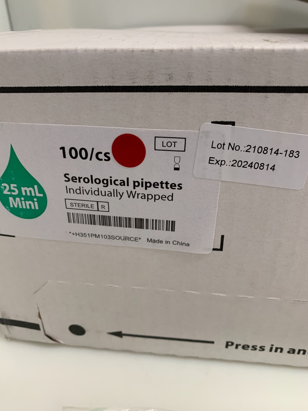 Argos Tech PM25 Disposable Plastic Serological pipettes Box of 1001
