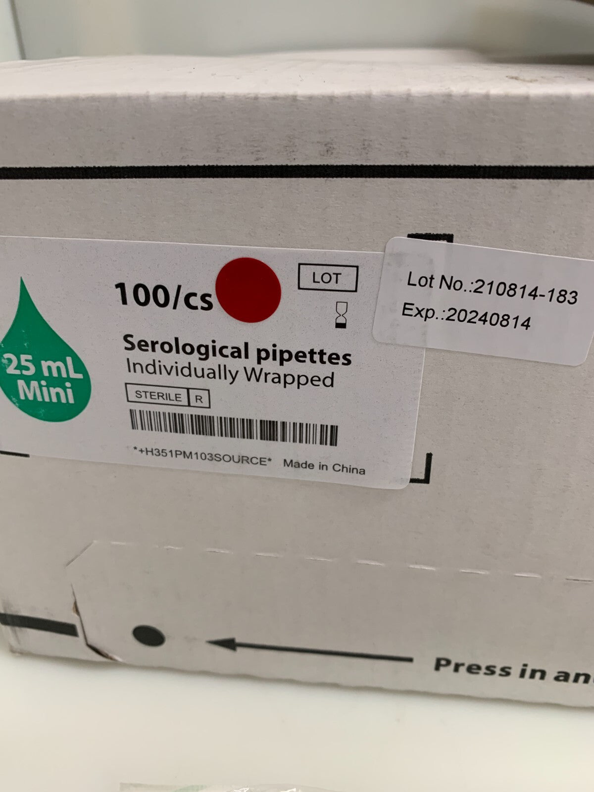 Argos Tech PM25 Disposable Plastic Serological pipettes Box of 1001