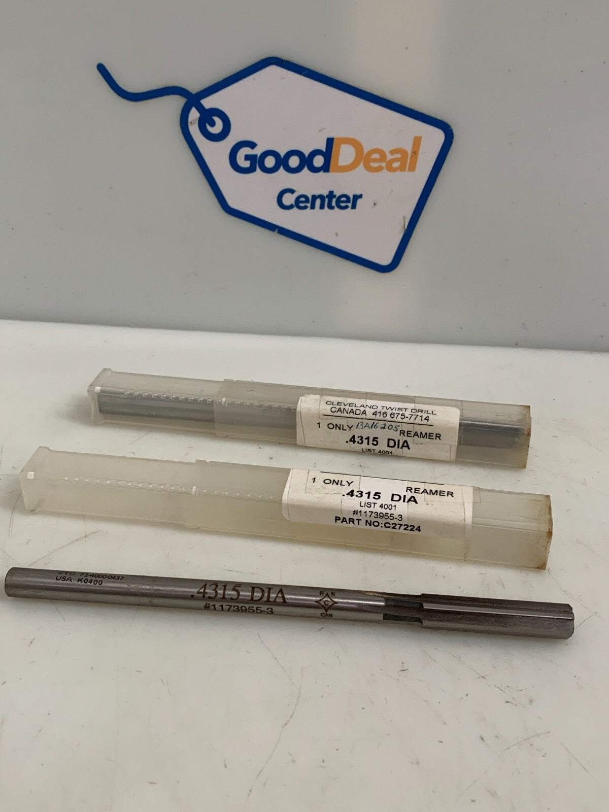 LOT OF 2 CLEVELAND REAMER FLUTE STRAIGHT 4315 DIA C27224 #1173955-3