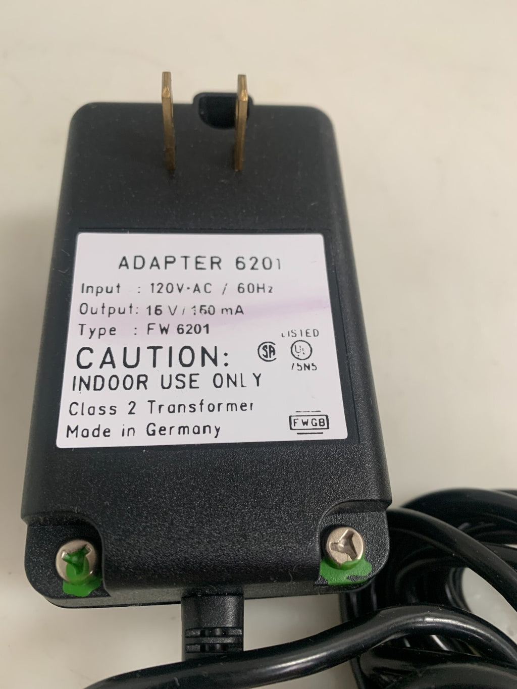 FWGB FW 6201 Power Supply 120v-ac Adapter