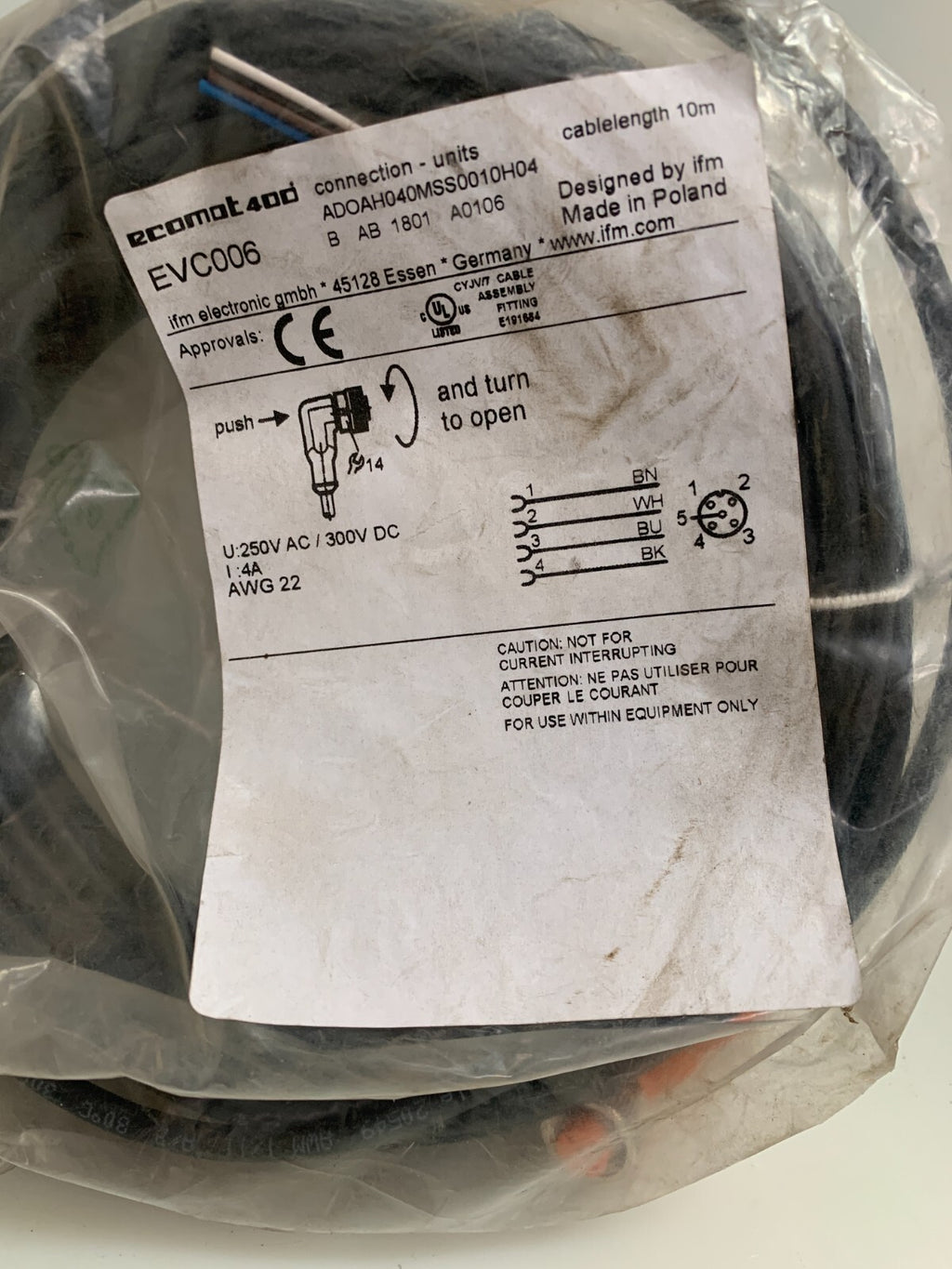 LOT OF 3 ECOMAT EVC006 CABLE CONNECTOR