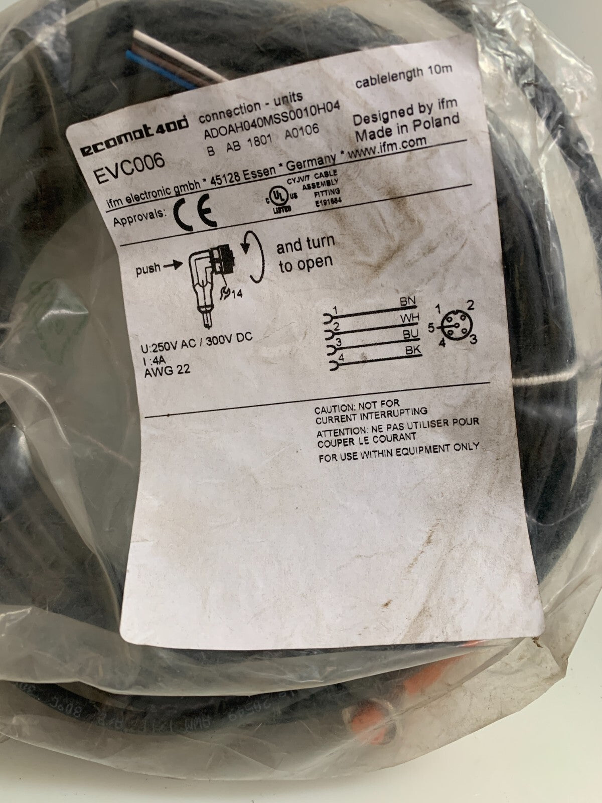 LOT OF 3 ECOMAT EVC006 CABLE CONNECTOR