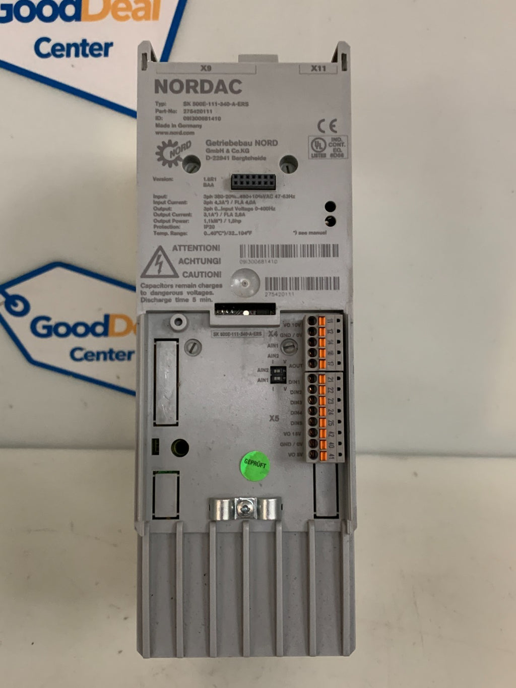 NORDAC 500E 3HP MOTOR DRIVE SK 500E-111-340-D-ERS #275-420111