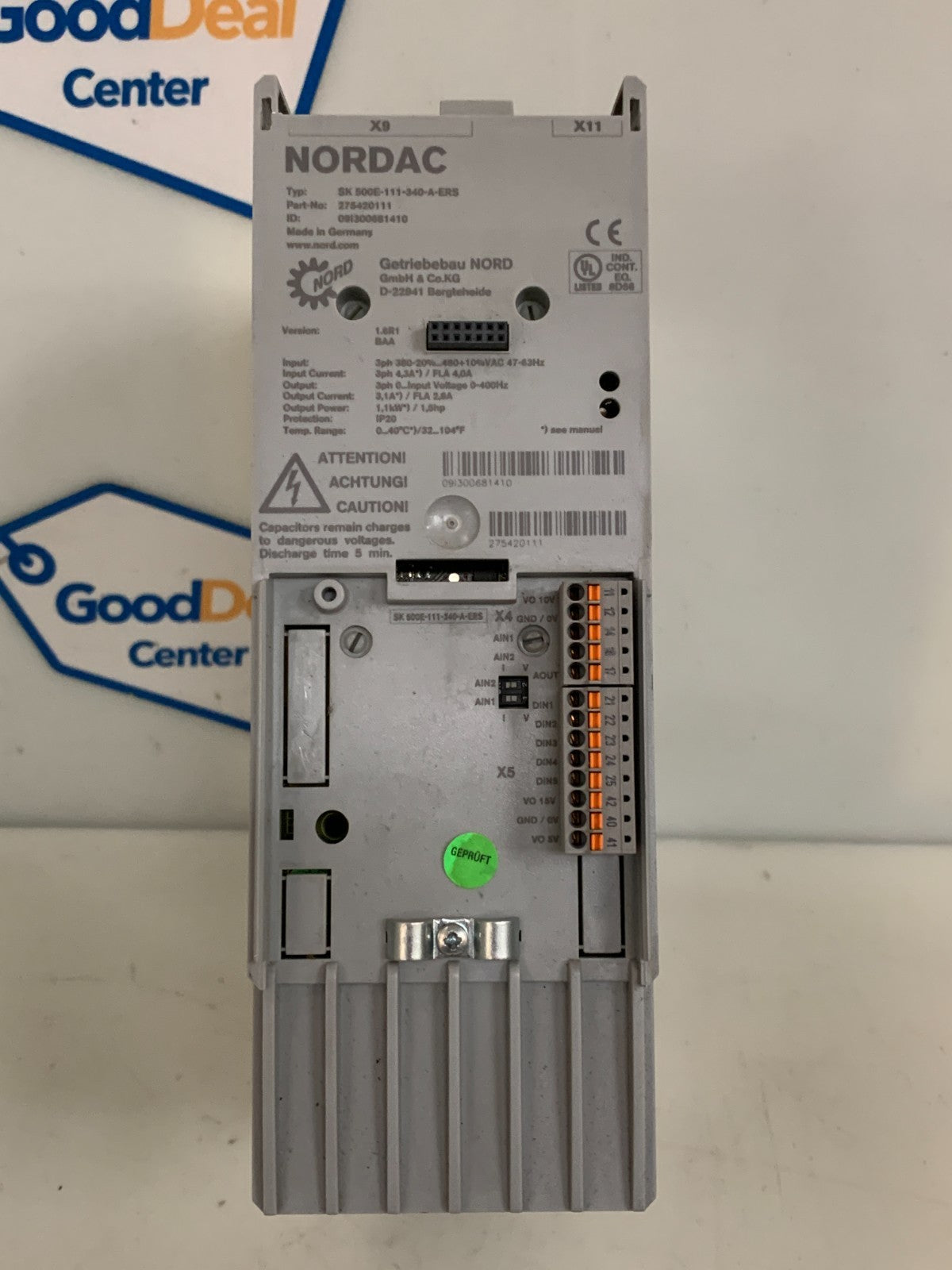 NORDAC 500E 3HP MOTOR DRIVE SK 500E-111-340-D-ERS #275-420111