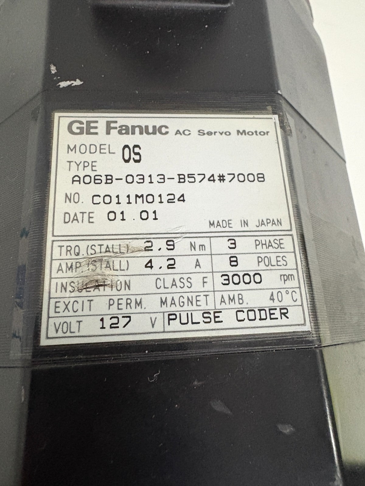 GE FANUC AC SERVO MOTOR MODEL OS TYPE A06B-0313-B574#70083