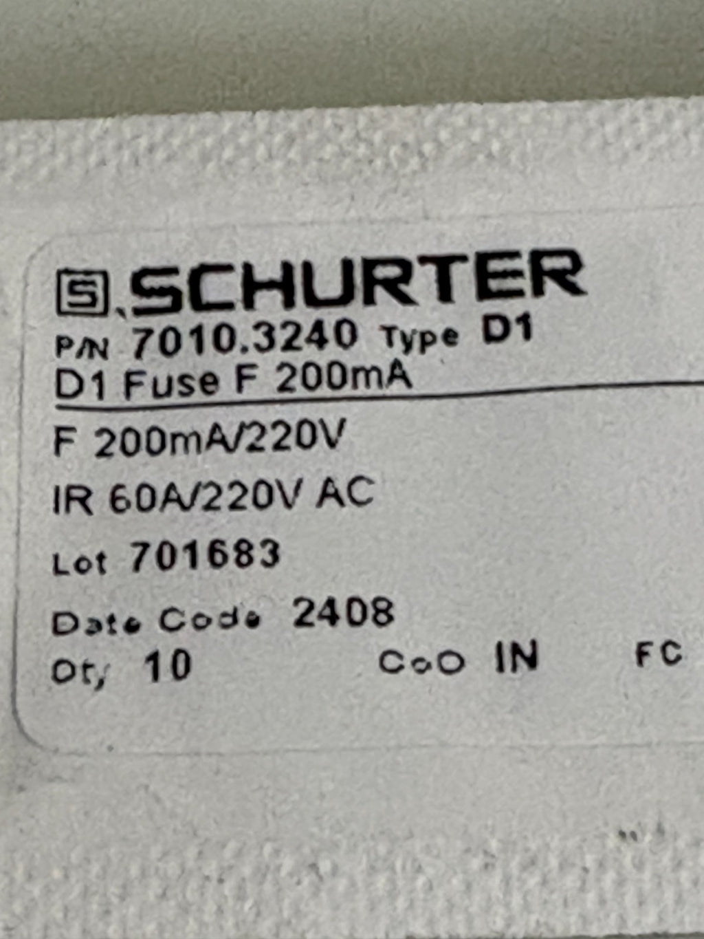 LOT OF 47 SCHURTER CARTRIDGE FUSE 7010-3240 TYPE D12