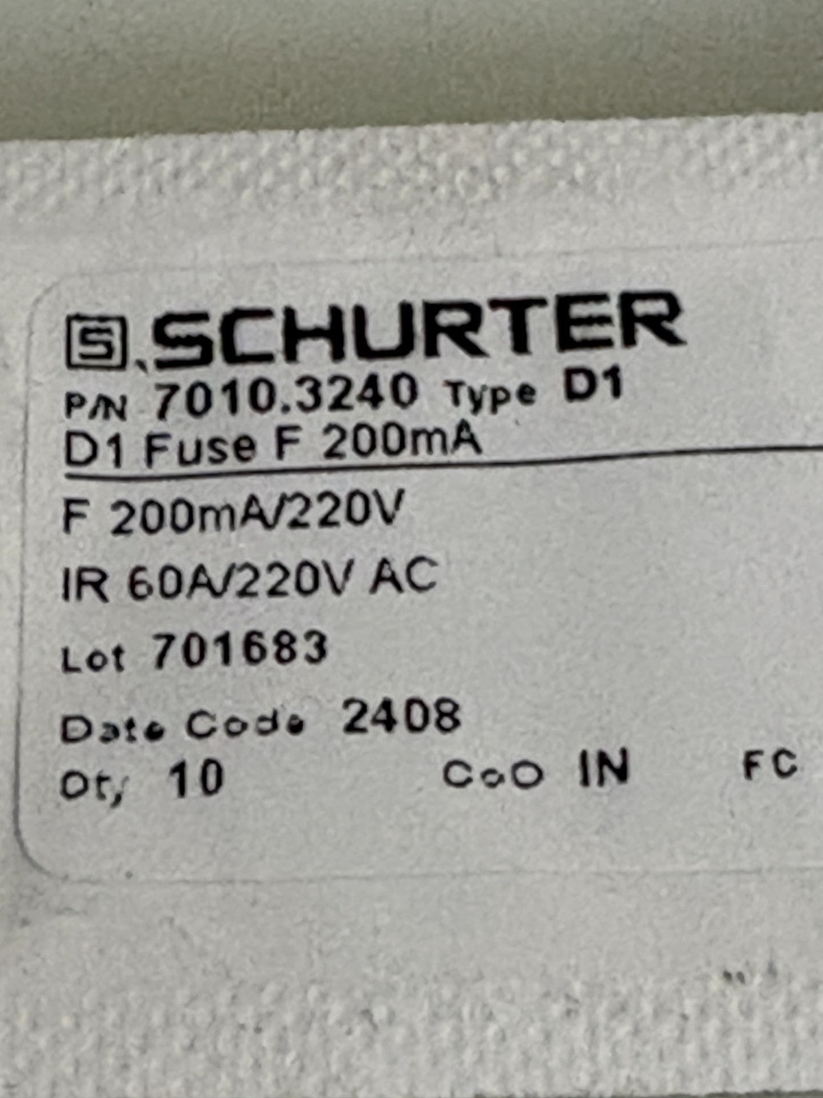LOT OF 47 SCHURTER CARTRIDGE FUSE 7010-3240 TYPE D12