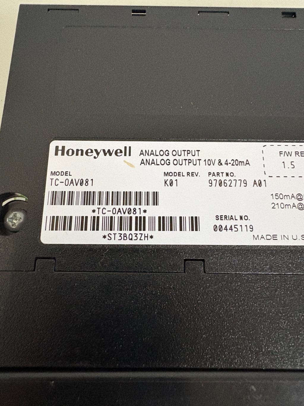 HONEYWELL ANALOG OUTPUT MODULE TC-OAV 081 K01 970 62779 A01