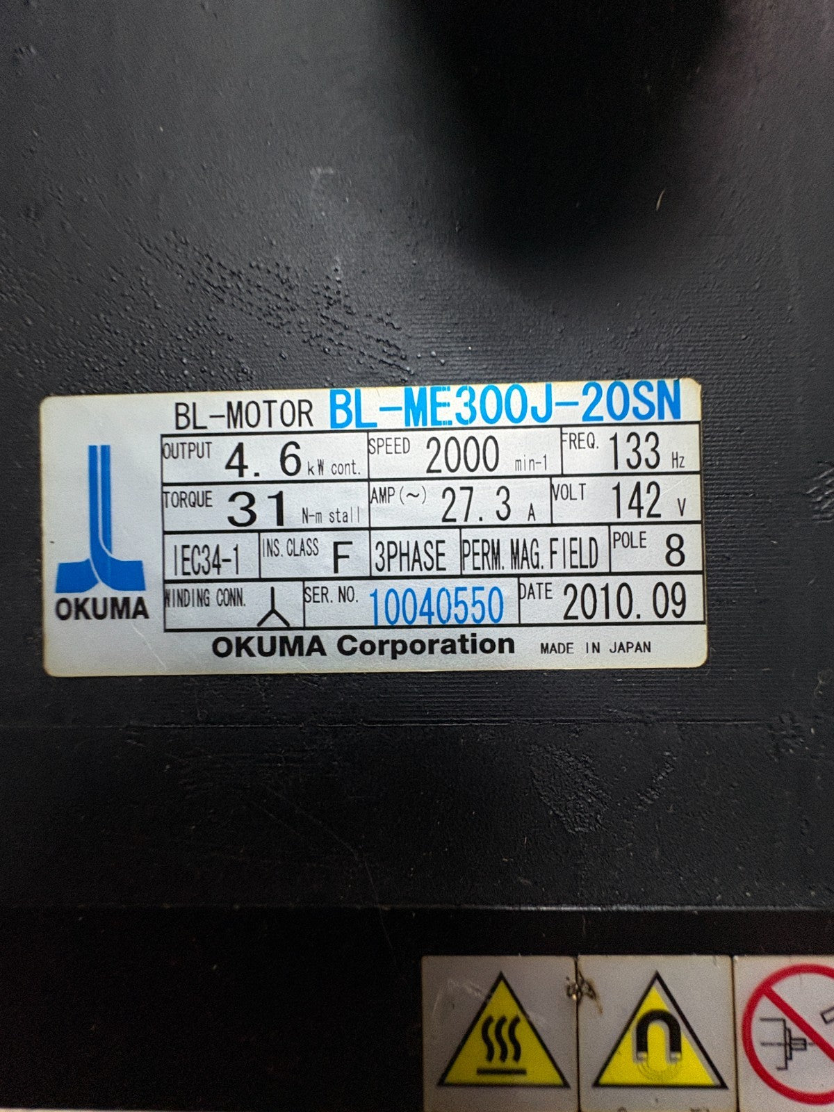 OKUMA SERVO MOTOR BL-MOTOR BL-ME300J-20SN