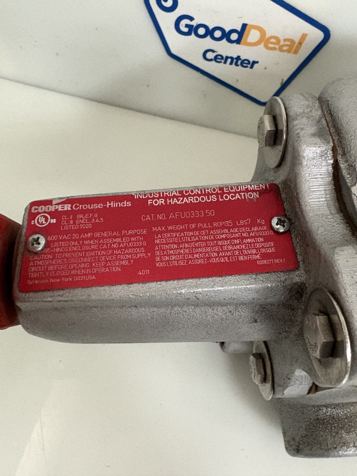 COOPER CROUSE HINDS CONVEYOR CONTROL SWITCHER AFU 0333-501