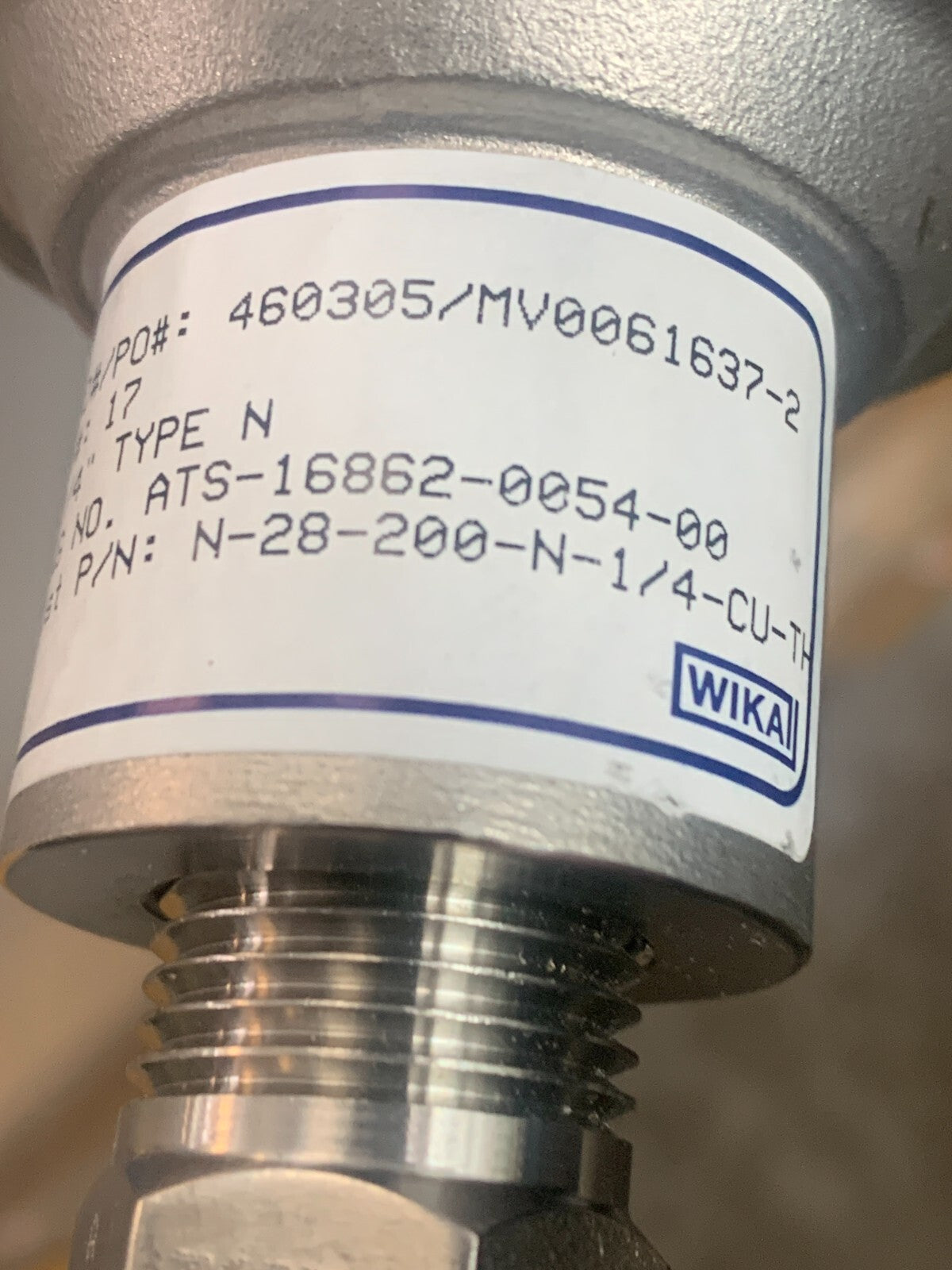 WIKA TC10 Thermocouple 28" rod 18-C10-174812 see label for specs